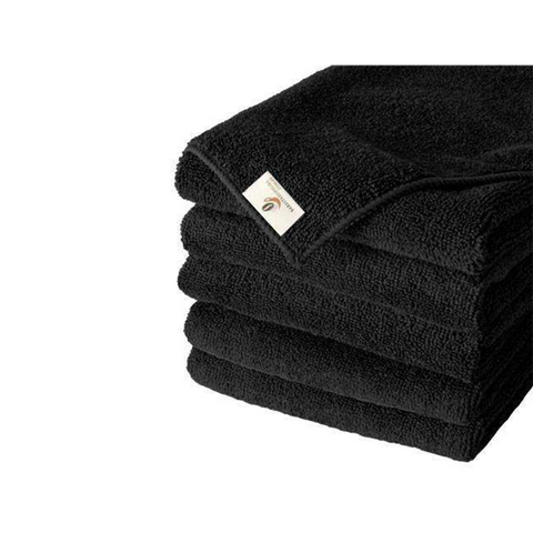 5 Black Microfiber Cloths